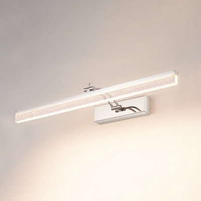 Edge Minimalist Linear Metal/Acrylic Mirror Front Vanity Wall Lamp, Black/White/Silver