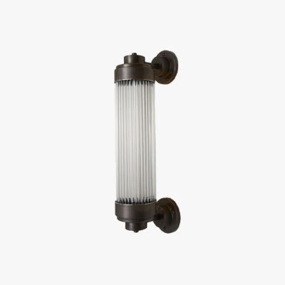 Alessio Vintage Cylindrical Glass Outdoor Wall Lamp, Bronze