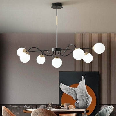 Nordic Modern Globe Metal Chandelier, White/Black