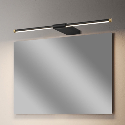 Edge Minimalist Linear Mirror Front Metal Wall Lamp, Black/Gold