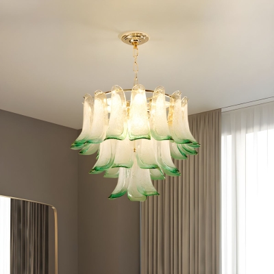 Marilyn Modern 3-Tier Stained Glass Chandelier, Green