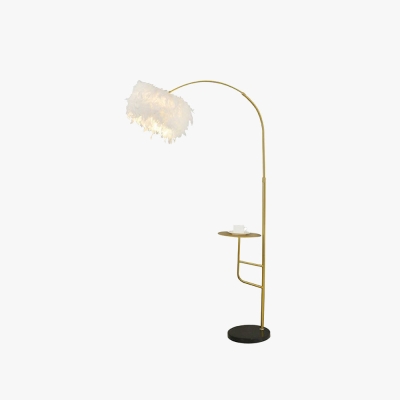 O'Moore Elegant Arc Metal Feather Floor Lamp With Table