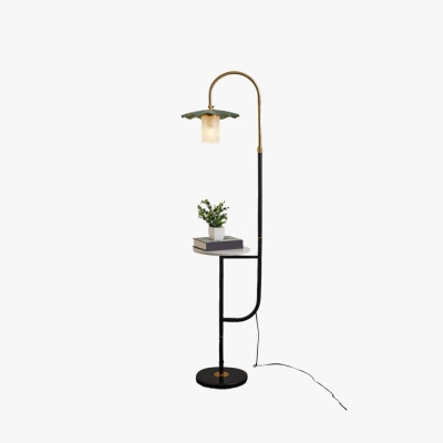 Carins Retro Lotus Metal Acrylic Floor Lamp, Gold/Green/Light Green