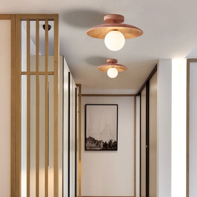 Carins Flush Mount Ceiling Light, Natural/Walnut