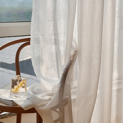 French Weaving Translucent Sheer Curtain, Glod/Coffee/Black/White