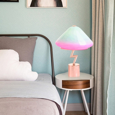 Morandi Modern Cute Mushroom Children Glass/Metal Table Lamp,  Colorful