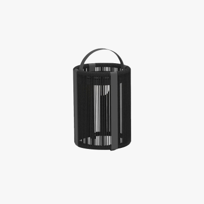 Orr Minimalist Cylinder Solar Outdoor Floor Lamp, Black