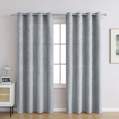 Modern Blackout Curtains Waves Textured, Gray/Blue/Green, Living Room