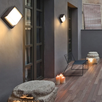 Orr Modern Square Metal Outdoor Wall Lamp, Black/White