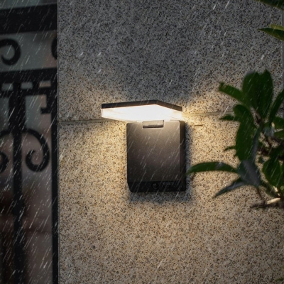 Orr Modern Minimalist Right-Angle Acrylic Sensor Solar Waterproof Outdoor Wall Lamp, Black