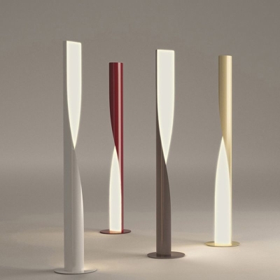 Edge Modern Minimalist Twisted Cylinder Metal Floor Lamp, White/Red/Grey/Gold