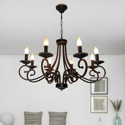 Marilyn Vintage Mental Candle Chandelier, Black