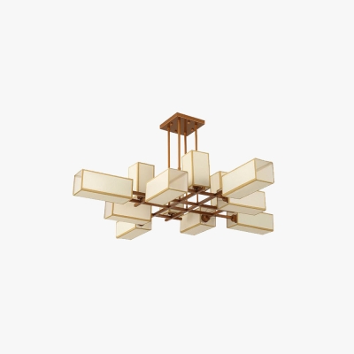Lacey Pendant Light Square Retro, Metal/Fabric, Black/Gold, Living Room