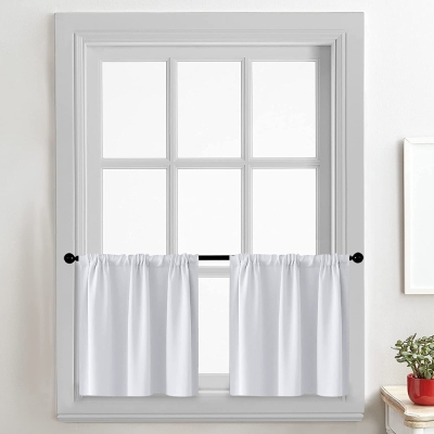 Modern Pure White Short Blackout Curtain