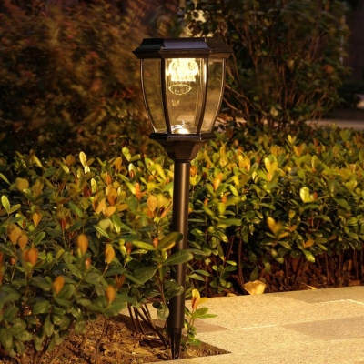 Pena Vintage Lantern Solar Outdoor Path Light, Black/Bronze