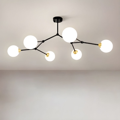 Valentina Modern Glass Bubble Chandelier Bedroom, Black/Gold