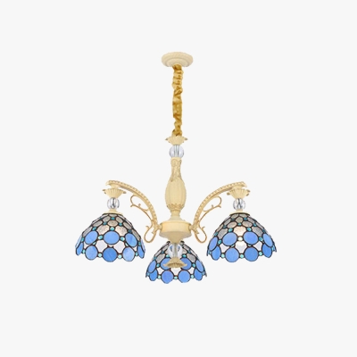 Alessio Mediterranean Branch Glass/Metal Chandelier, Blue