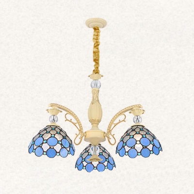 Alessio Mediterranean Branch Glass/Metal Chandelier, Blue