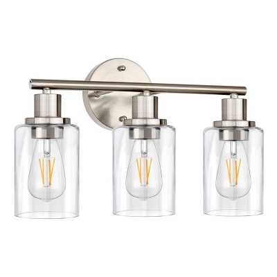 Alessio Modern Cylindrical Metal&Glass Wall Lamp In Living Room, Nickel