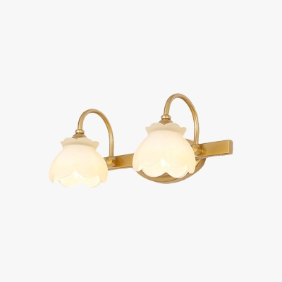 Lily Modern Flower Mirror Front Vanity Wall Lamp, Metal/Frosted Glass