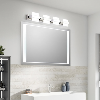 Leigh Modern Square Metal/Acrylic Wall Lamp, Silver, Bathroom
