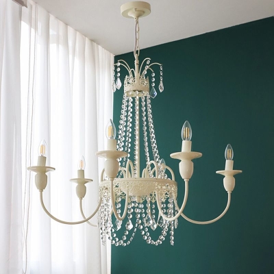 Silva Pendant Light Candle French, Crystal/Metal, White, Bedroom