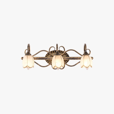 Félicie Antique Brass Flower Mirror Front Vanity Wall Lamp