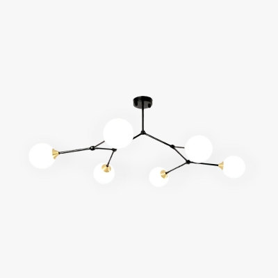 Valentina Modern Glass Bubble Chandelier Bedroom, Black/Gold