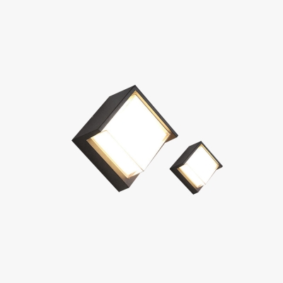Orr Modern Square Metal Outdoor Wall Lamp, Black/White