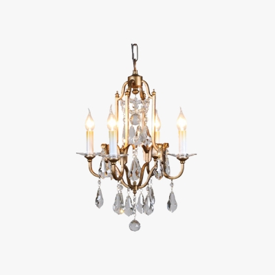 Silva Vintage Luxury Candle Crystal/Metal Chandelier, Gold