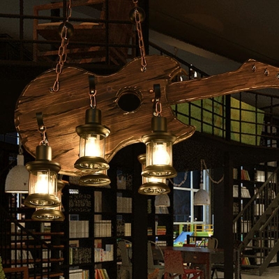Austin Farmhouse 6 Lantern Guitar Wood/Metal Pendant Light