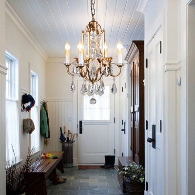 Silva Vintage Luxury Candle Crystal/Metal Chandelier, Gold