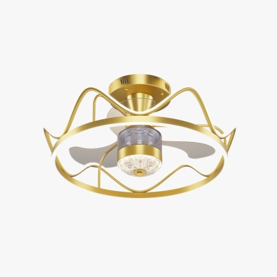Kelley Gold & Black Flush Mount Ceiling Fan with Light, 25.5''