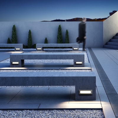 Orr Modern Metal Rectangular Outdoor Deck/Step Light, Black