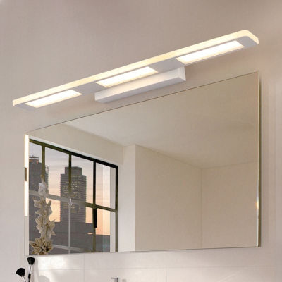 Leigh Modern Rectangular Metal/Acrylic Wall Lamp, White, Bathroom