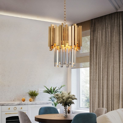 Kristy Modern Crystal Pendant Light, Gold & Chrome