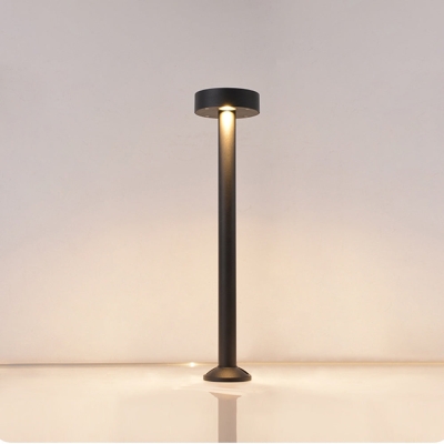 Pena Modern Metal Frisbee Shaped Lampholder Outdoor Path Light, Black