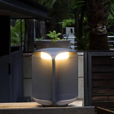Pena Minimalist Cylinder Outdoor Floor Lamp, Acrylic/Glass, Black