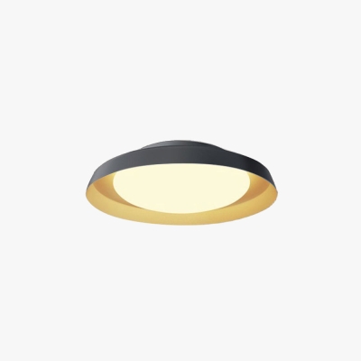 Carins Flush Mount Ceiling Light Round Retro, Metal/Acrylic, White/Black, Bedroom