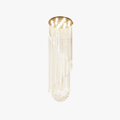 Hailie Luxury Spiral Cascading Crystal Chandelier, Chrome