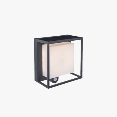 Orr Modern Rectangular Acrylic Sensor Solar Powered Outdoor Wall Lamp, Black