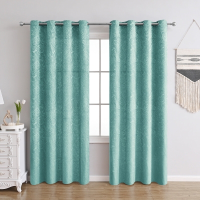 Modern Blackout Curtains Waves Textured, Gray/Blue/Green, Living Room
