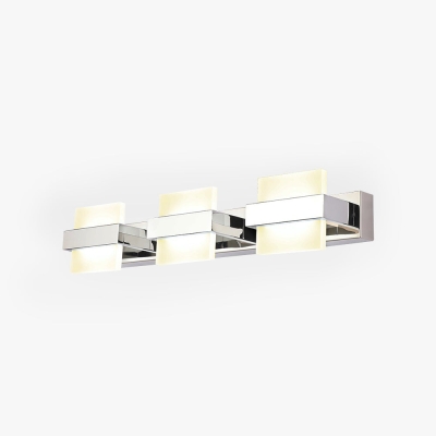 Leigh Modern Square Metal/Acrylic Wall Lamp, Silver, Bathroom