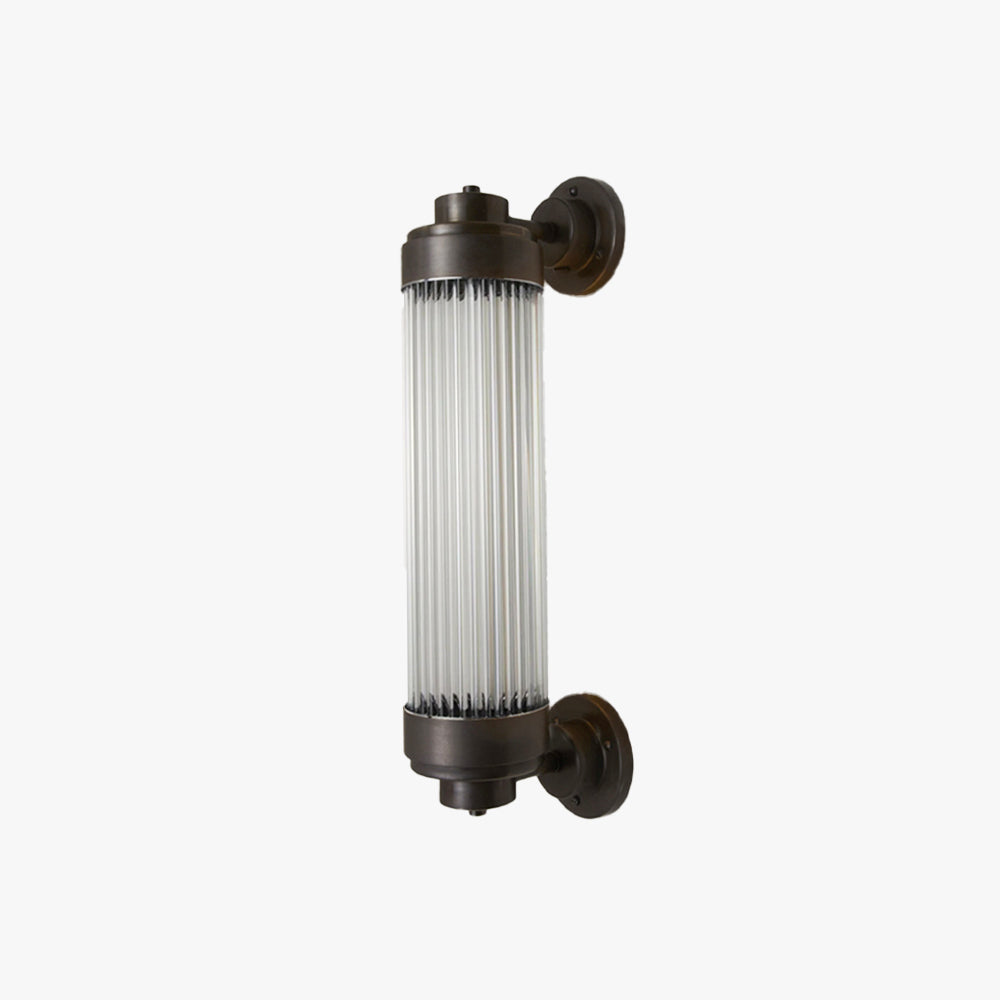 Alessio Vintage Cylindrical Glass Outdoor Wall Lamp, Bronze
