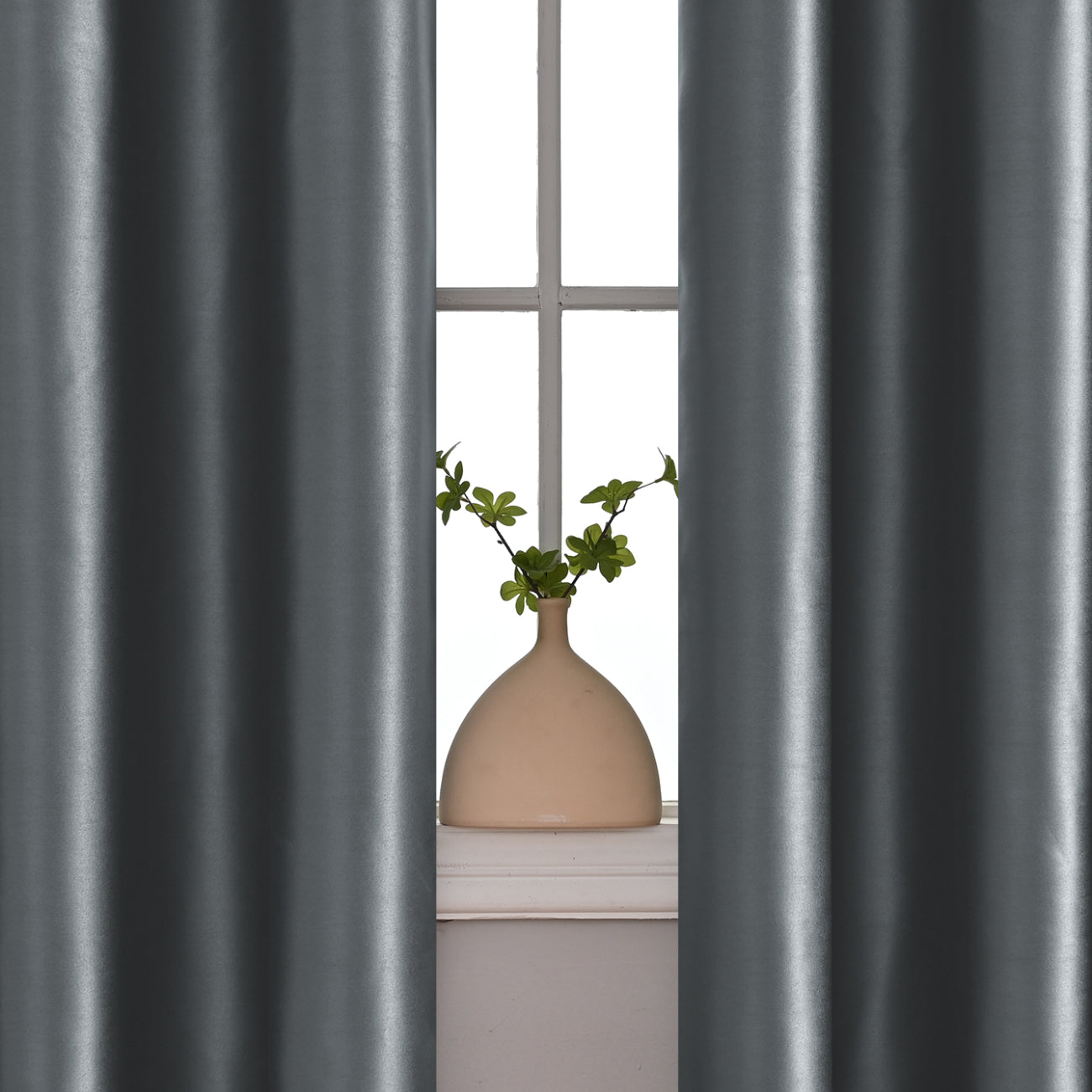 Modern Velvet Solid Color Blackout Thermal Curtains, Dark Gray/Beige