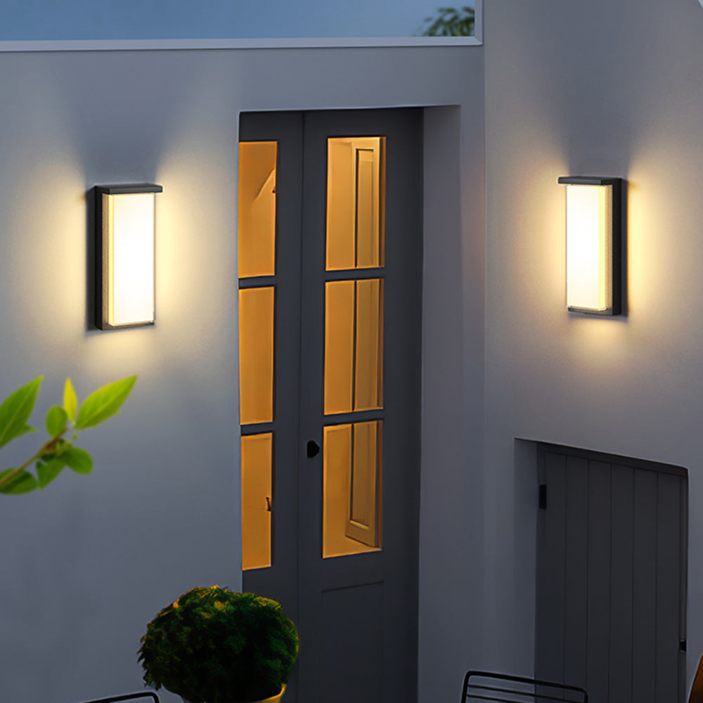 Orr Modern Minimalist Rectangular Metal/Glass Outdoor Wall Lamp, Black
