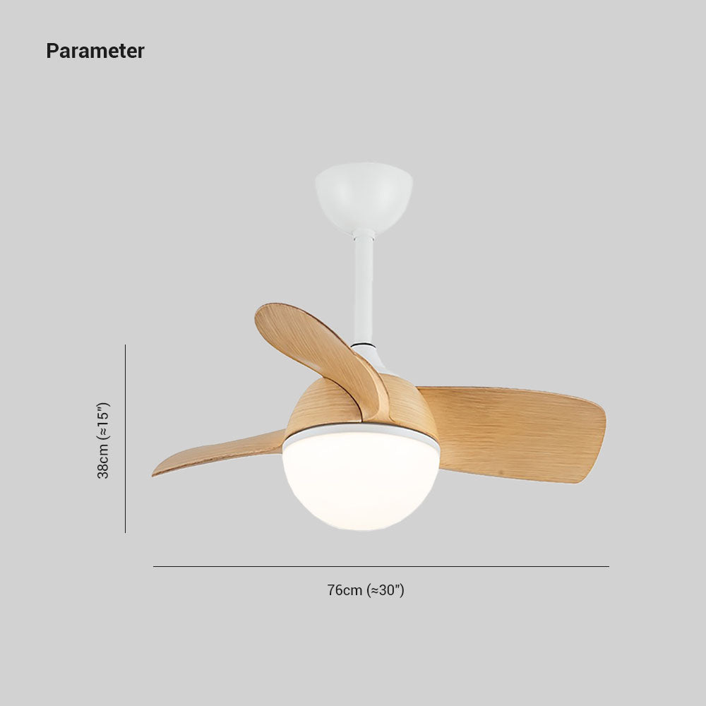 Morandi 3-Blade Ceiling Fan with Light, 3 Color, L 30''