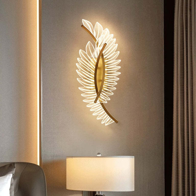 Kristy Modern Crystal Wall Lamp Gold Wings Design Sconce for Bedroom