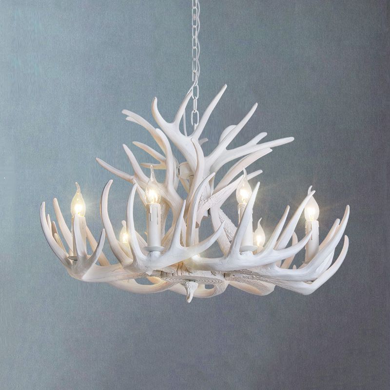 Silva Rustic Antler Metal/Resin Chandelier, White