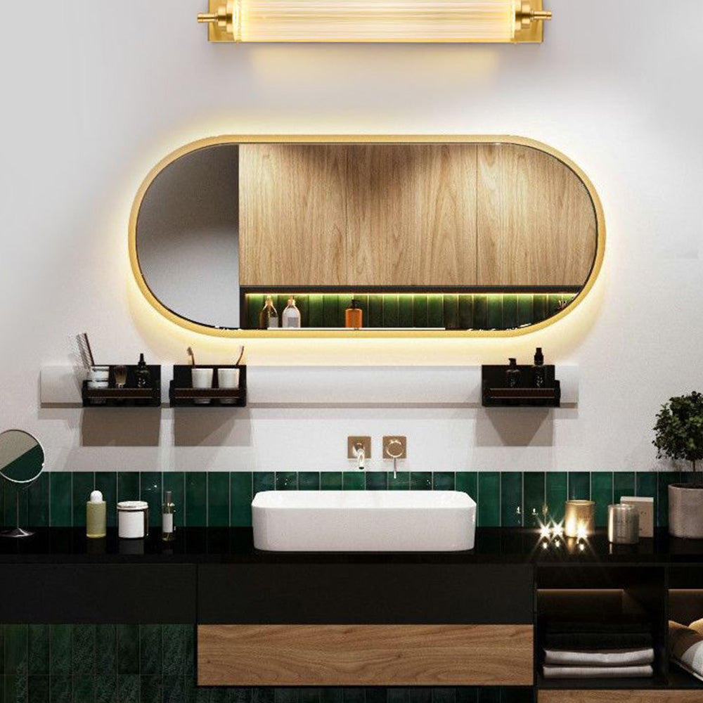 Kristy Modern Cylindrical Metal/Crystal Mirror Front Wall Lamp, Gold
